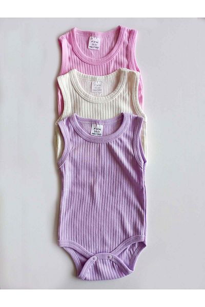 MYZİ STORE Baby Girl 3 Pieces 100% Cotton Summer Strap Snap Fastener Bodysuit Bodysuit