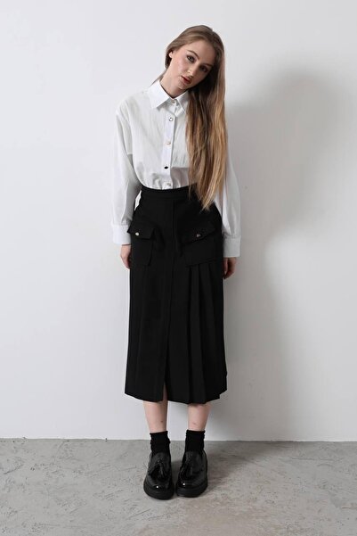 Genel Markalar Pileli Kontrast Gömlek Elbise