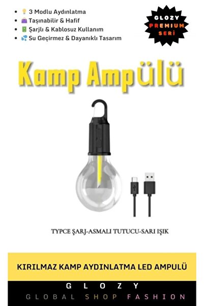 GLOZY Premium Seri Su Geçirmez USB Şarjlı Darbeye Dayanıklı Kamp İçin Taşınab...