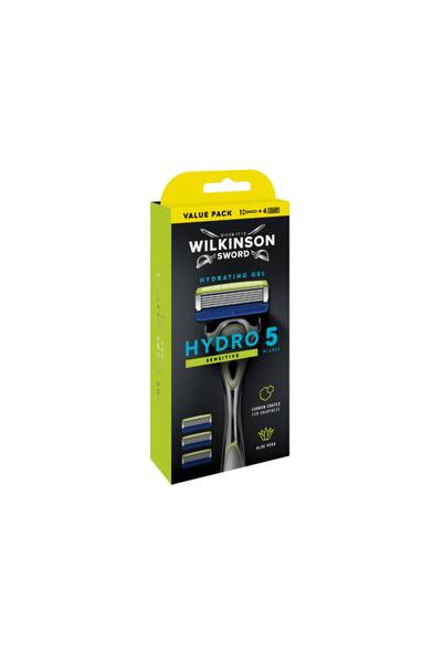 Wilkinson Sword Hydro 5 Sensitive Aloe Vera Razor Blade Handle 4 Refill Cartridges