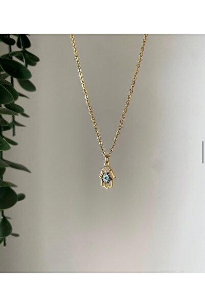 Claritas Takı Kadın Altın Rengi Nazar Boncuklu Fatma Ana Eli Hamse Kolye