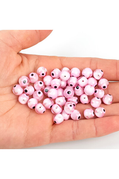 yfhobi 3 Adet - 8 mm Yuvarlak Cam Nazar Takı Aparatı, Pembe Renk Nazar Boncuğ...