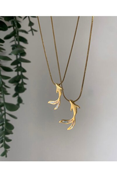 Claritas Takı Kadın Altın Rengi Çelik Konra Zincirli Koi Balığı Kolye