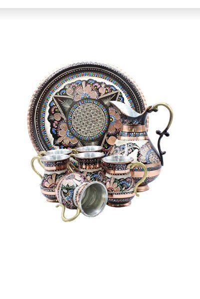 Adya Market Erzincan El İşleme Bakır Ayran ve İçecek Seti 6 Kişilik