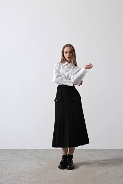 Genel Markalar Pileli Kontrast Gömlek Elbise