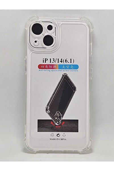 Turkuaz IPHONE 13/14 UYUMLU DARBE ÖNLEYİCİ KAMERA KORUMALI ŞEFFAF SİLİKON KILIF