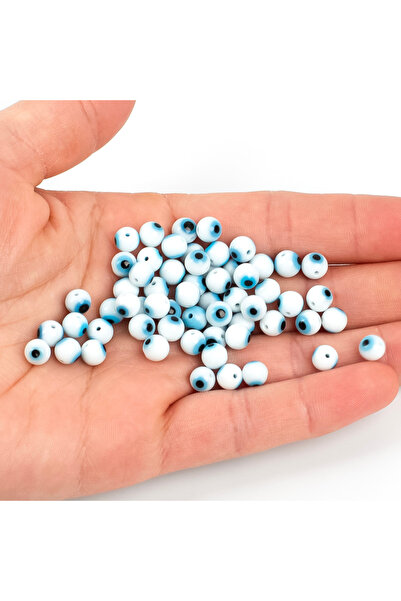 yfhobi 5 Adet - 6 mm Yuvarlak Cam Nazar Takı Aparatı, Beyaz Renk Nazar Boncuğ...