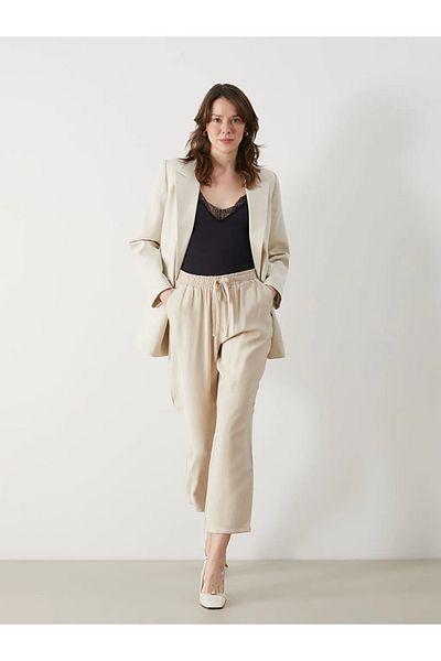 LC Waikiki Lcw Eco Ecru Women's Elastic Waist Trousers
