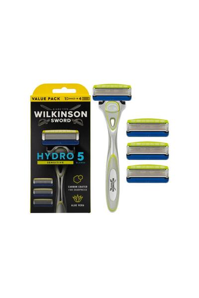 Wilkinson Sword Hydro 5 Sensitive Aloe Vera Razor Blade Handle 4 Refill Cartridges