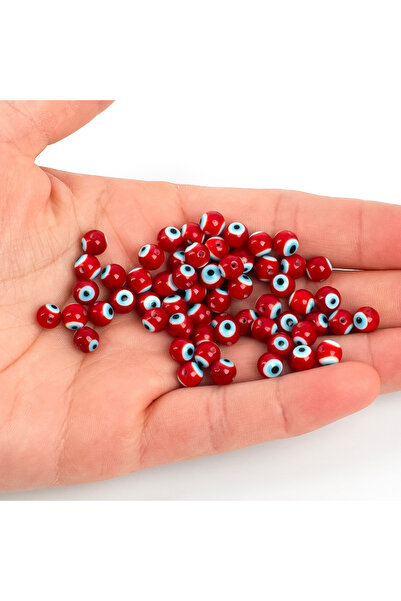 yfhobi 5 Adet - 6 mm Yuvarlak Cam Nazar Takı Aparatı, Kan Kırmızı Renk Nazar ...