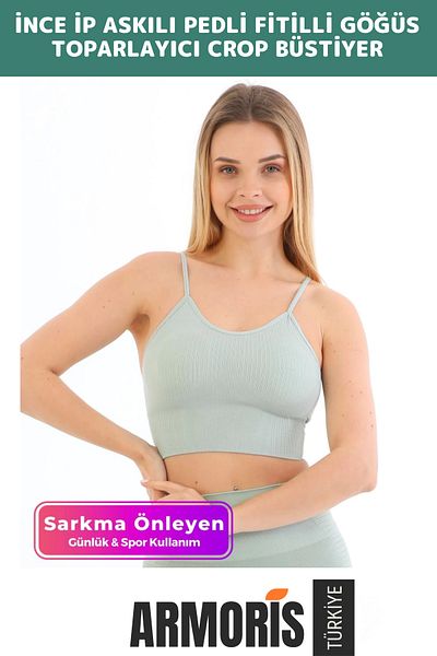 Armoris New Generation Anti-Sagging Breast Enhancing Sports Daily Thin Rope Strap Padded Ribbed Crop Bustier