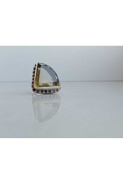 GÜMÜŞ Papila Silver Sitrin Tasarım Gümüş Yüzük