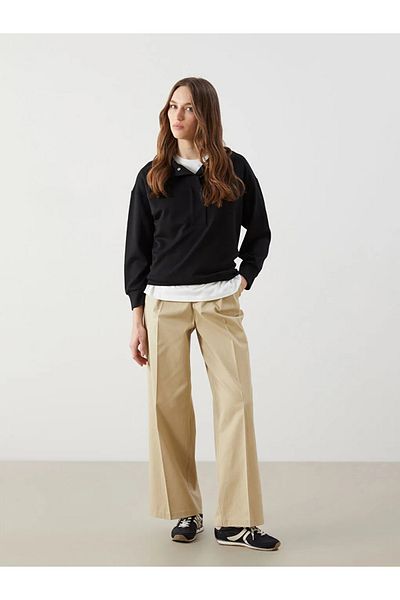 LC Waikiki Lcw Modest Beige Loose Fit Linen Blended Women's Trousers