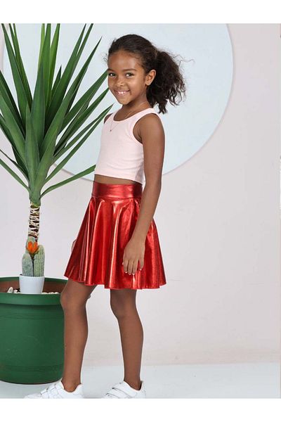 ERDEM KIDS Flared Party, Show, Event, Holiday Skirt with Metallic Shiny Sparkly Shorts