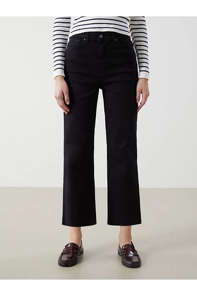 LC Waikiki Xside Black High Waist Wideleg Women's Jean Pants