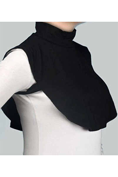 HURİSÖNMEZ Plain Turtleneck Throated Combed Cotton Hijab Neck Collar - Black