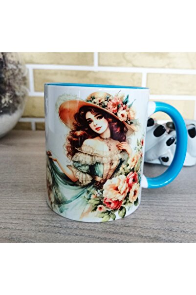 Mugs and love Çiçekler vintage baskı porselen kupa