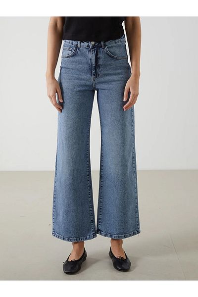 LC Waikiki Blugi LCW Indigo Wideleg Pantaloni de jeans pentru femei