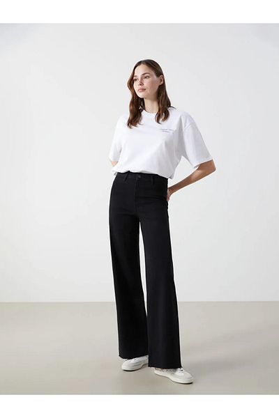LC Waikiki Blugi LCW Pantaloni negri Wideleg pentru femei