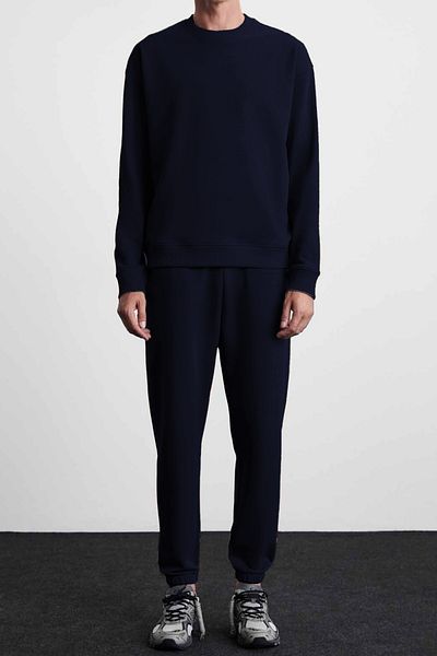 ruNadeS Σετ αθλητικής φόρμας πλεκτής φόρμας Navy Blue Regular/κανονική εφαρμογή με χοντρή λαιμόκοψη