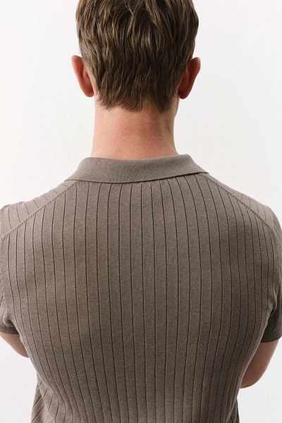H&M Slim Fit Rib-knit polo shirt