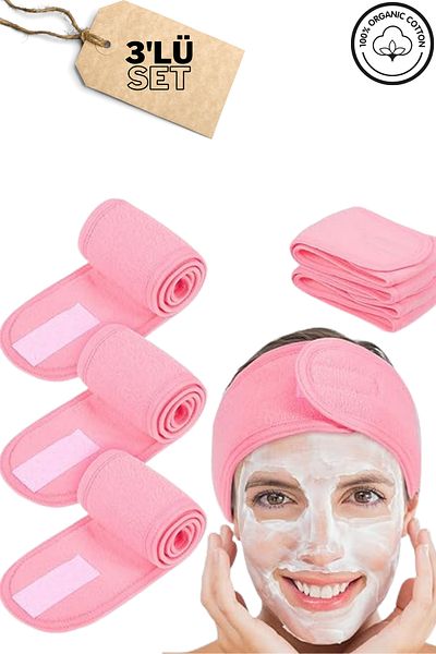 Mokita Home 3Pcs Pink Hair Band - Makeup Yoga Spa Sports Headband for Both Men and Women