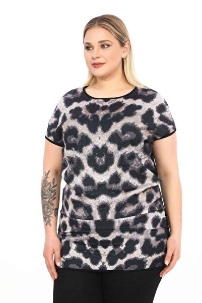 ANGELINO Önü Saten Arkası Viskon Uzun Bluz Tunik