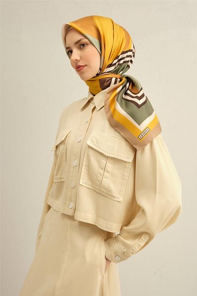Armine Patterned Pure Silk Sura Scarf 9313- 31