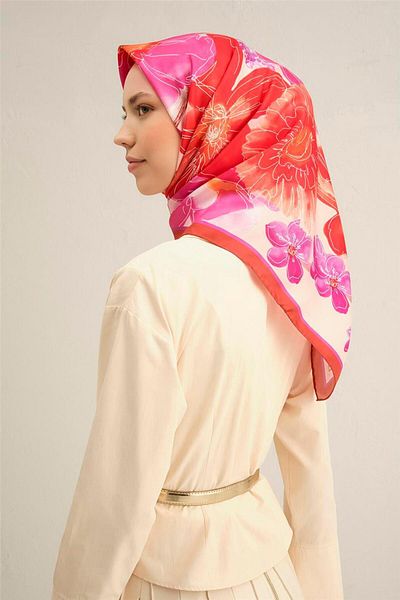Armine Patterned Pure Silk Sura Scarf 9318- 50