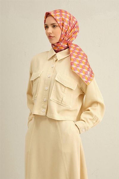 Armine Patterned Pure Silk Sura Scarf 9309- 81