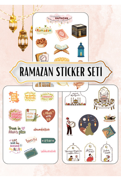 ANSHA CRAFTS Ramazan ve İslami Temalı Sticker Seti"3 Sayfa"- Bullet Journal -...