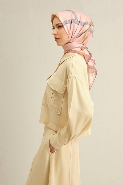 Armine Patterned Pure Silk Twill Scarf 9346- 55