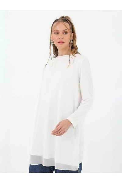 Zeynep Butik Puane تونيك شيفون أمامي بأكمام طويلة 10269 1667