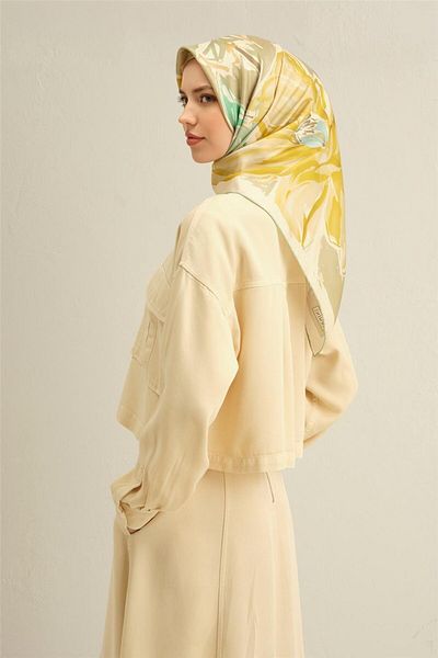 Armine Patterned Pure Silk Twill Scarf 9337- 83