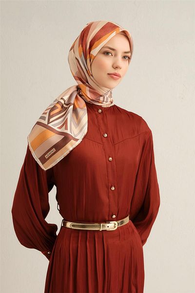 Armine Patterned Pure Silk Sura Scarf 9336- 05