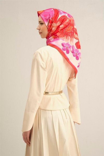 Armine Patterned Pure Silk Sura Scarf 9318- 50