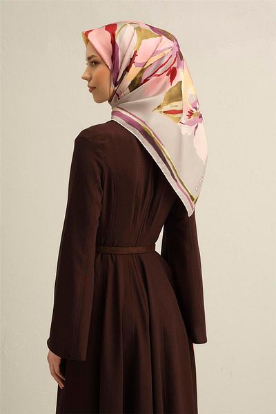 Armine Patterned Pure Silk Twill Scarf Model: 9340-32