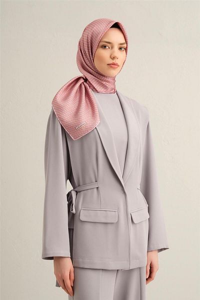 Armine Patterned Pure Silk Twill Scarf 9307- 33