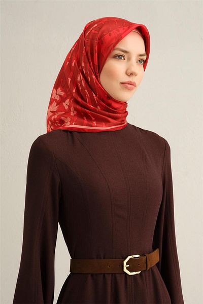 Armine Patterned Pure Silk Sura Scarf 9353- 34