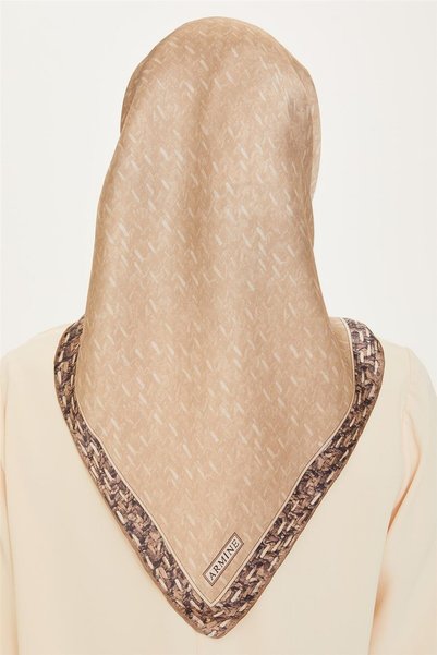 Armine Klasik Desenli Twill Saf İpek Eşarp 9230D 05