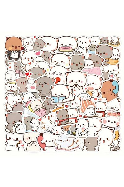 Major Selection 50 τμχ Αυτοκόλλητα Cute Peach Cat, Σετ αυτοκόλλητων Laptop Notebook Tablet Σετ αυτοκόλλητων