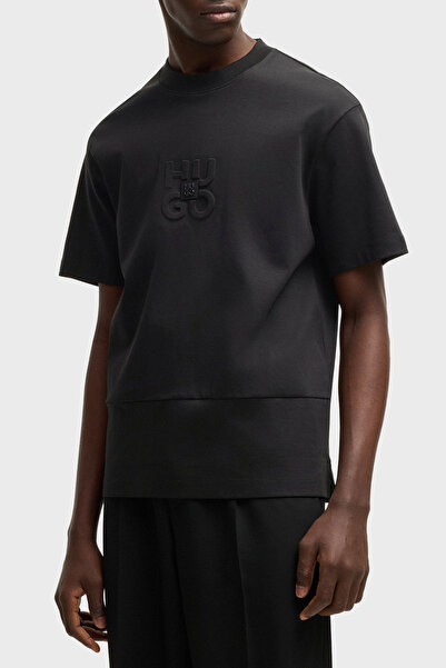 HUGO % 100 Pamuk Relaxed Fit Bisiklet Yaka Logolu T Shirt Erkek T SHİRT 50535...