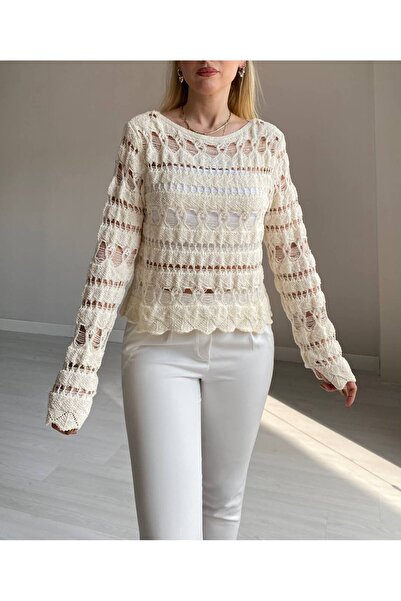 MADAMMERY Açık Örgü Ajurlu File Triko
