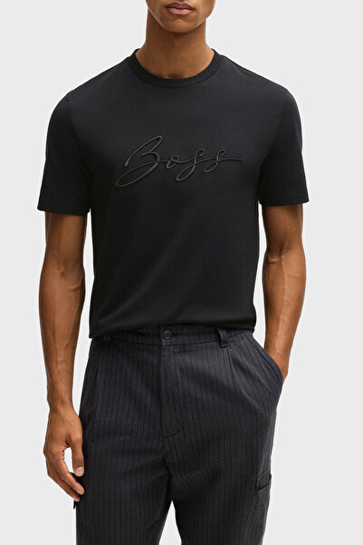 BOSS % 100 Pamuk Regular Fit Bisiklet Yaka Logolu T Shirt Erkek T SHİRT 50531...