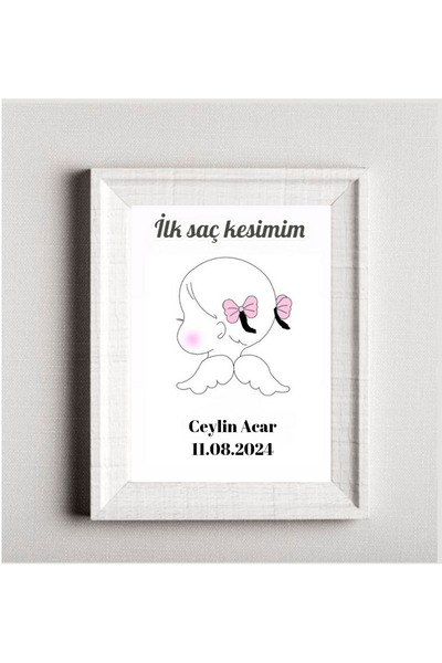 Glintist İlk Saçım Bebek Anı Kartı Bebeğimin İlk Saçı Hatıra Kartı ( Çerçeves...