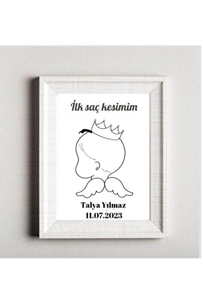 Glintist İlk Saçım Bebek Anı Kartı Bebeğimin İlk Saçı Hatıra Kartı ( Çerçeves...