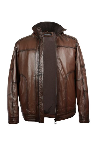 tambattal Men's Plus Size Genuine Leather Coat