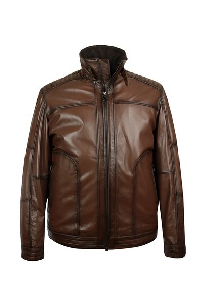 tambattal Men's Plus Size Genuine Leather Coat