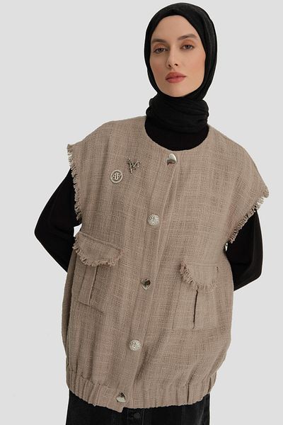 Armine Tweed Practice with 24K4205 Mink Brooch Vest