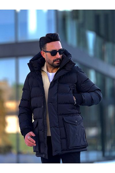MEF Men's Padded Hooded Thick Coat